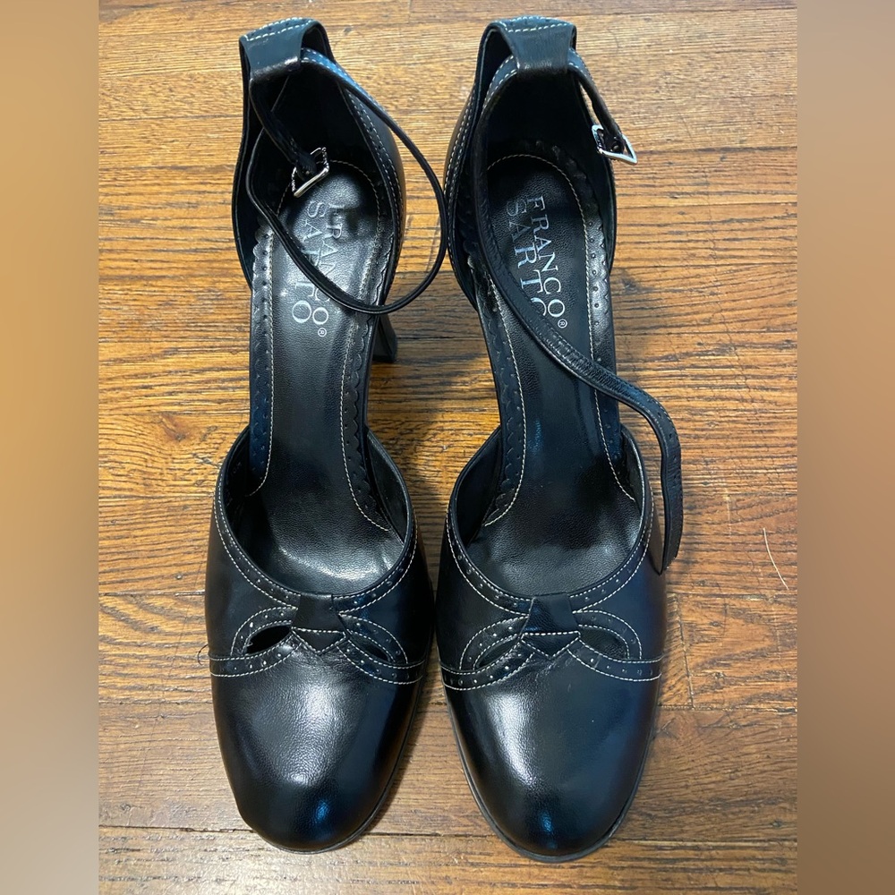 Franco Sarto Black Ankle Strap Heels